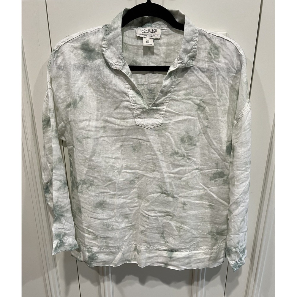 Rachel Zoe Linen Tie Dye Tunic Top Beach Boho Hippie‎ Coastal Designer